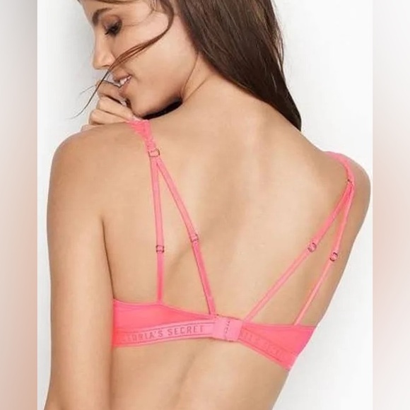 2 VICTORIAS SECRETS VERY SEXY HIGH NECK BRAS, DUSTY ROSE & NEON PINK 34DD - Picture 4 of 11